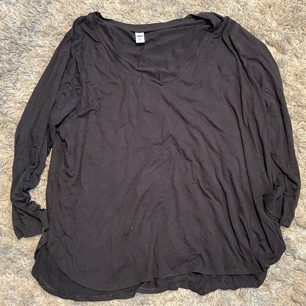 Black Luxe 3/4 Sleeve T Shirt | Old Navy | Women’s Size XXL